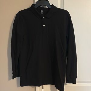 (2) Boys Two Button Shirts 1 Black 1 Navy XL Plus Stretch Long Slv Collared